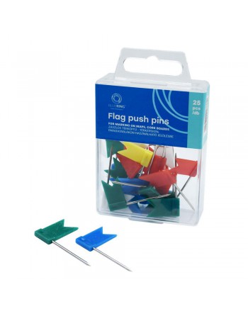 BLUERING AGUJAS DE SEÑALIZACIÓN FORMA DE BANDERA CAJA 25 COLORES PINS BANDERAS 247379