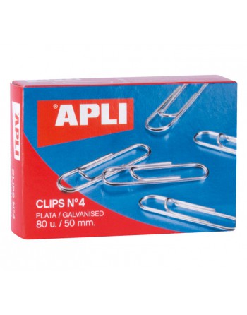 APLI 80 CLIPS LABIADOS PLATEADOS Nº4 50MM - 11716