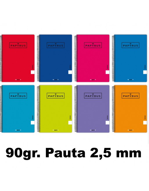 PAPYRUS CUADERNOS FOLIO PAPEL PLASTIFICADO BRILLO 80 HOJAS 90 G TAPA BLANDA PAUTA 2.5 - 88440096