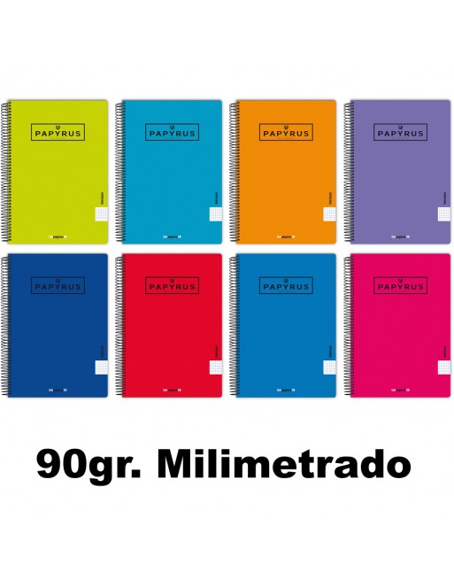 PAPYRUS CUADERNOS FOLIO TAPA POLIPROPILENO 80 HOJAS 90 GR SURTIDO COLORES MILIMETRADO - 88442094
