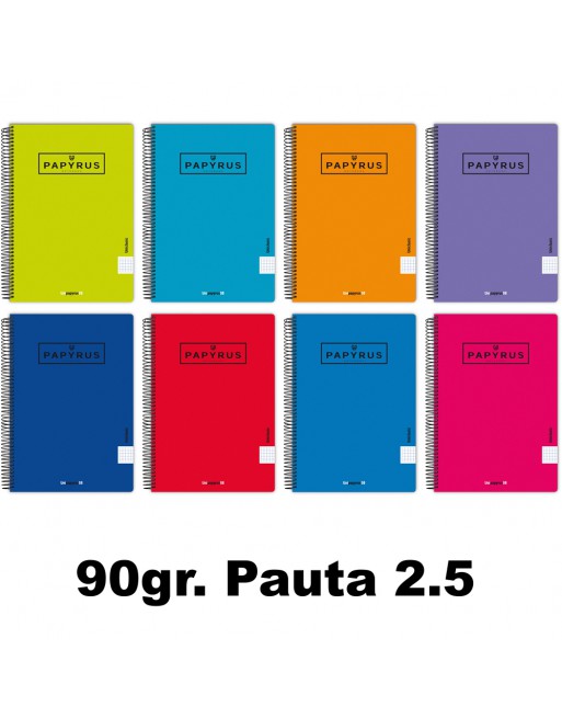 PAPYRUS CUADERNOS FOLIO TAPA POLIPROPILENO 80 HOJAS 90 GR SURTIDO COLORES PAUTA 2,5 - 88442096