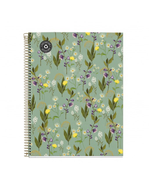 MIQUEL RIUS NOTEBOOK 4  VERDE GARDEN MICROPERFORADO TAPA CARTON RIGIDO CUADRICULA 5X5 FORMATO A4 120 HOJAS SERIE DESIGN GIFT MR4