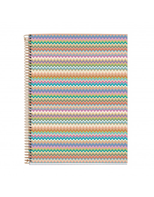 MIQUEL RIUS NOTEBOOK 4  ZIGZAG MALLORCA MICROPERFORADO TAPA CARTON RIGIDO CUADRICULA 5X5 FORMATO A4 120 HOJAS SERIE DESIGN GIFT 