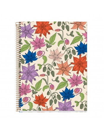 MIQUEL RIUS NOTEBOOK 4  ECO FLOWERS LILY MICROPERFORADO TAPA CARTON RIGIDO CUADRICULA 5X5 FORMATO A4 120 HOJAS SERIE DESIGN GIFT