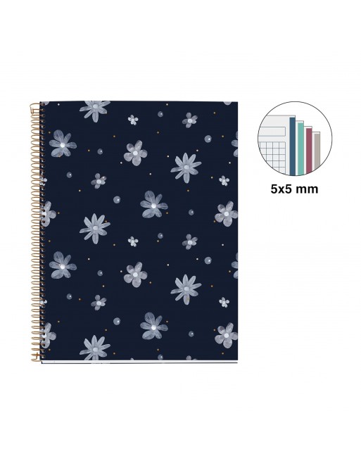 MIQUEL RIUS NOTEBOOK 4  DARK GARDEN MICROPERFORADO TAPA CARTON RIGIDO CUADRICULA 5X5 FORMATO A4 120 HOJAS SERIE DESIGN GIFT MR46