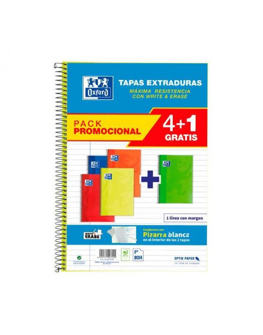 OXFORD CUADERNO 4+1 SCHOOL CLASSIC 4X4 FOLIO 80H WRITE AND ERASER VIVOS - 400172032