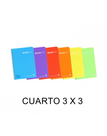 ENRI CUADERNO PLUS TAPA PLASTICO 4º 80H 3X3 CON MARGEN SURTIDO VIVOS 400133619