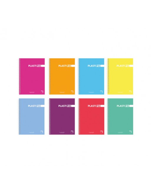 PACSA 10 CUADERNO PLASTIPAC A7 100H 90G 5X5 TAPA DE PLASTICO SURTIDO - 16411