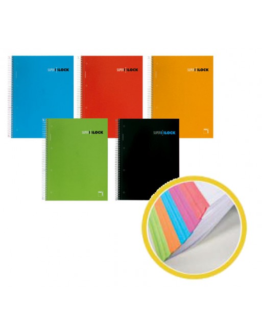 PACSA CUADERNO MICRO PERFORADO NOTEBOOK 5 TAPA DURA 160H 4T A5 5X5 TAP. SURTIDOS - 16392