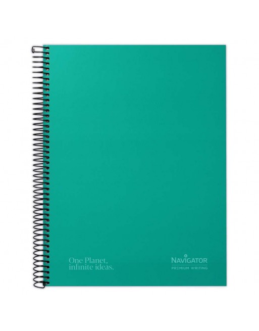 NAVIGATOR CUADERNO CUADRICULA 5X5 TAPAS EXTRADURAS 80 HOJAS 80GR MICROPERFORADAS Y 4 TALADROS BANDA DE 1 COLOR FORMATO A4+ PREMI