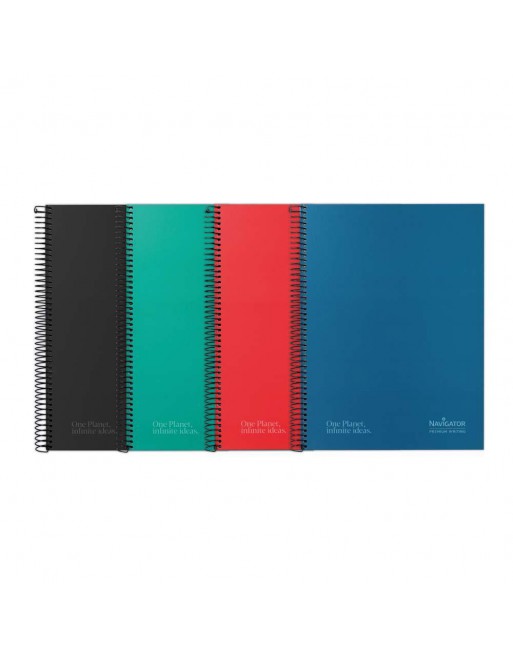 NAVIGATOR CUADERNO CUADRICULA 5X5 TAPAS EXTRADURAS 80 HOJAS 80GR MICROPERFORADAS Y 4 TALADROS BANDA DE 1 COLOR FORMATO A4+ PREMI