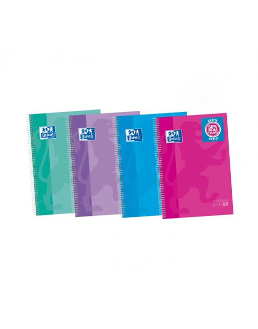 OXFORD CUADERNO EUROBOOK5 A4 5X5 120H+50% 90GR TAPA EXTRADURA SURTIDO TENDENCIA. - 400073042