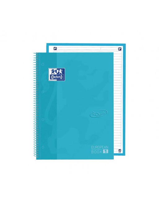 OXFORD PACK 5 CUADERNOS EUROPEANBOOK 1 TOUCH A4 HORIZONTAL 80h TURQUESA PASTEL 400138327