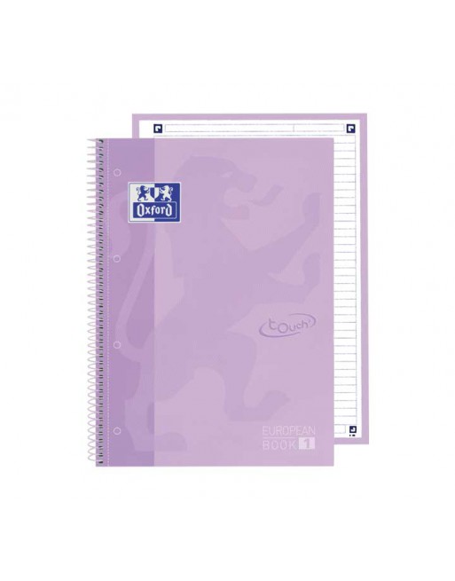 OXFORD PACK 5 CUADERNOS EUROPEANBOOK 1 TOUCH A4 HORIZONTAL 80h LILA PASTEL 400138325