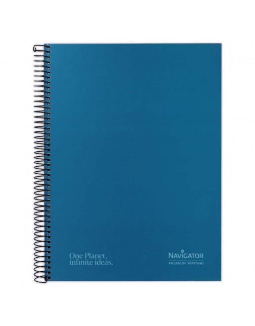 NAVIGATOR CUADERNO CUADRICULA 5X5 TAPAS EXTRADURAS 120 HOJAS 80GR MICROPERFORADAS Y 4 TALADROS BANDA DE 5 COLORES FORMATO A4+ PR