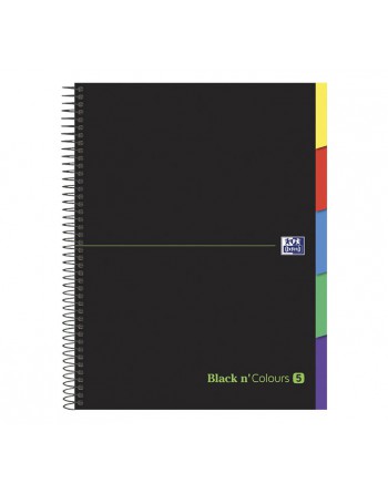 OXFORD CUADERNO EUROBOOK5 BLACK AND COLORS A4+ 100H 90GR 5X5 5 BANDAS CON PESTAÑA - 400088331