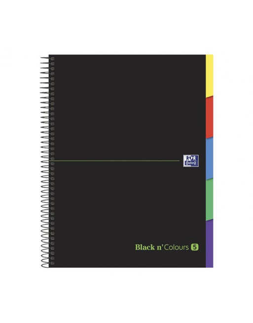 OXFORD CUADERNO EUROBOOK5 BLACK AND COLORS A4+ 100H 90GR 5X5 5 BANDAS CON PESTAÑA - 400088331