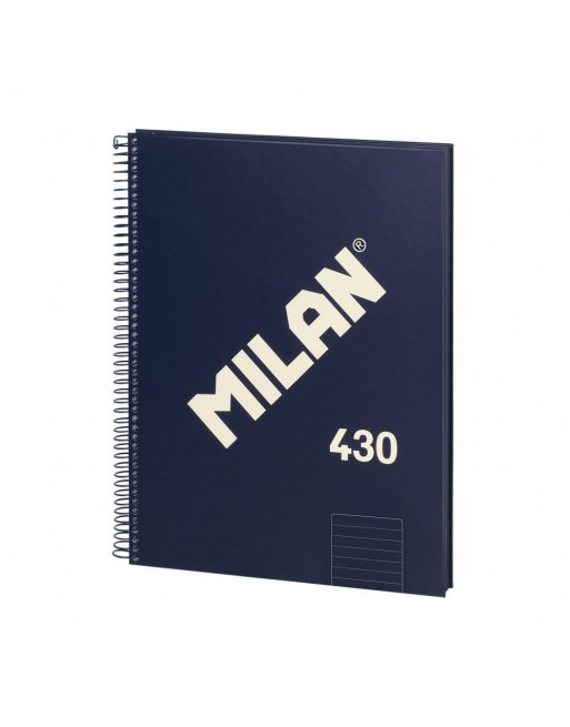 MILAN CUADERNO EUROBOOK MICROPERFORADO ESPIRAL A4 80 HOJAS DE 95GR RAYADO HORIZONTAL AZUL 57142E80B