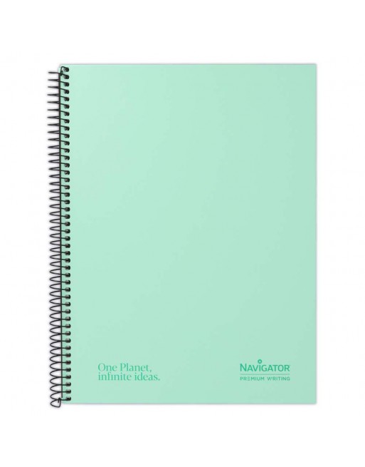 NAVIGATOR CUADERNO CUADRICULA 5X5 TAPAS EXTRADURAS 120 HOJAS 80GR MICROPERFORADAS Y 4 TALADROS BANDA DE 5 COLORES FORMATO A4+ PR