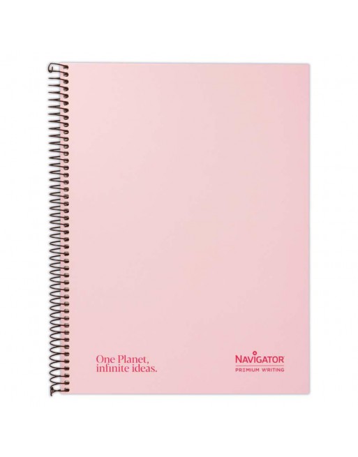 NAVIGATOR CUADERNO CUADRICULA 5X5 TAPAS EXTRADURAS 120 HOJAS 80GR MICROPERFORADAS Y 4 TALADROS BANDA DE 5 COLORES FORMATO A4+ PR