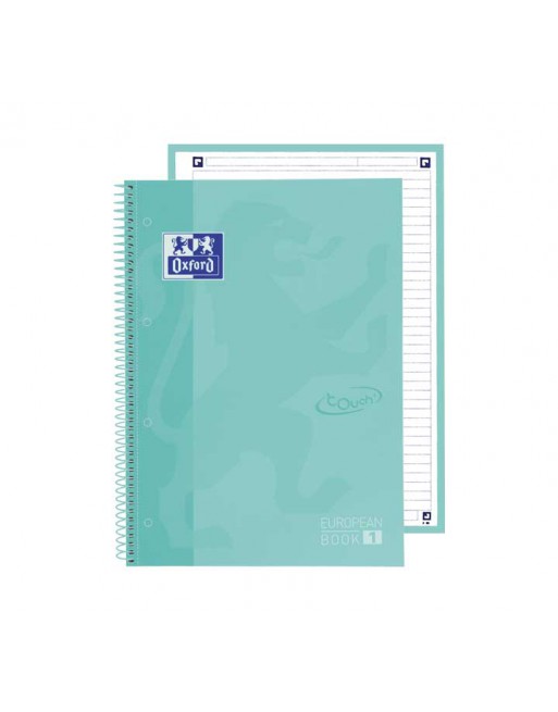 OXFORD PACK 5 CUADERNOS EUROPEANBOOK 1 TOUCH A4 HORIZONTAL 80h VERDE AGUA PASTEL 400138326
