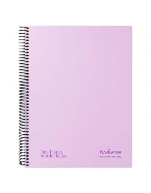 NAVIGATOR CUADERNO CUADRICULA 5X5 TAPAS EXTRADURAS 120 HOJAS 80GR MICROPERFORADAS Y 4 TALADROS BANDA DE 5 COLORES FORMATO A4+ PR