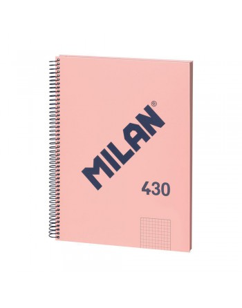 MILAN CUADERNO EUROBOOK MICROPERFORADO ESPIRAL A4 80 HOJAS DE 95GR RAYADO 5X5 ROSA 57143E80P