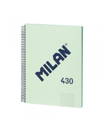 MILAN CUADERNO EUROBOOK MICROPERFORADO ESPIRAL A4 80 HOJAS DE 95GR RAYADO 5X5 VERDE 57143E80GR