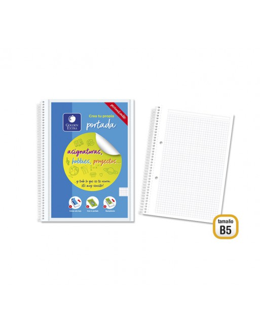 GOLDEN LIBRETA TAPA PERSONALIZABLE EUROBOOK CON 2 TALADROS 80 HOJAS DE 90 GR TAMAÑO B5 - 330313