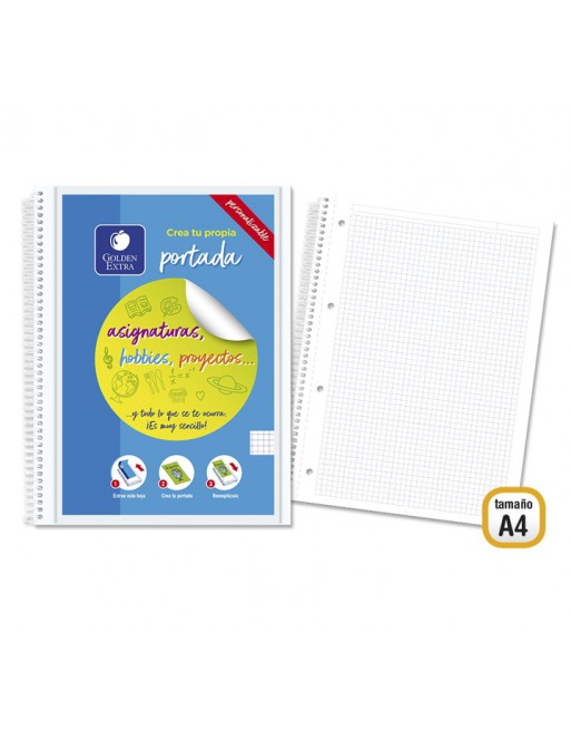 GOLDEN LIBRETA TAPA PERSONALIZABLE EUROBOOK CON 4 TALADROS 80 HOJAS DE 90 GR TAMAÑO A4 - 330312