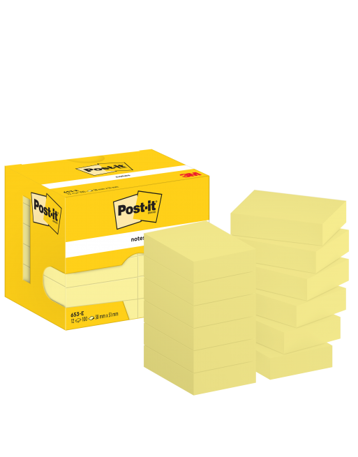 POST-IT 12 BLOCS NOTAS REPOSICIONABLES 100H AMARILLO 38X51 - 653-E