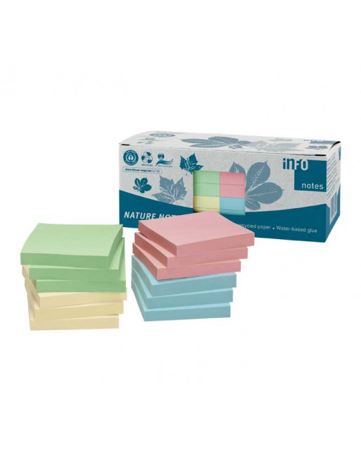A - SERIES CAJA 12 BLOCS NOTAS ADHESIVAS RECICLADAS COLORES 75 X 75 mm 5654-88boX
