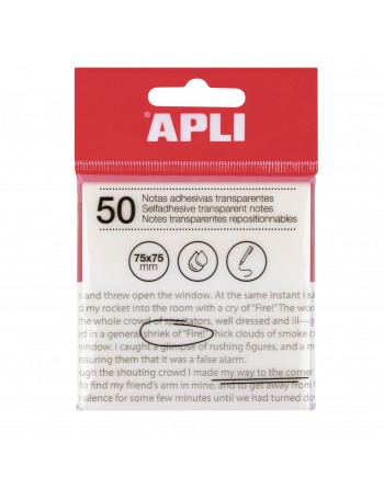 APLI NOTAS ADHESIVAS TRANSPARENTES 75X75 MM DE COLOR BLANCO - 19568