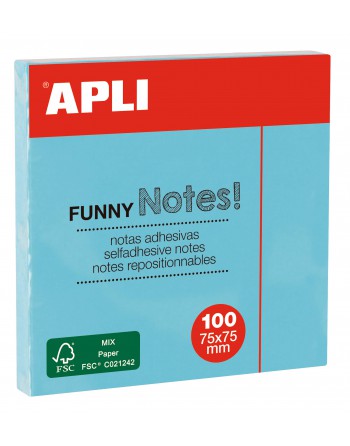 APLI NOTAS ADHESIVAS PASTEL 75X75 MM DE COLOR AZUL TURQUESA - 19085