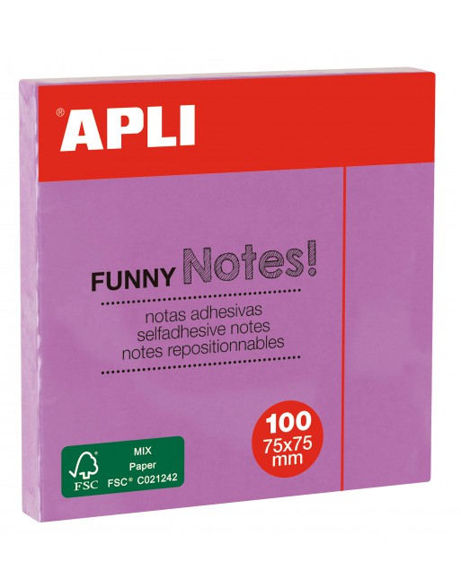 APLI NOTAS ADHESIVAS PASTEL 75X75 MM DE COLOR LILA - 19083