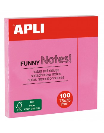 APLI NOTAS ADHESIVAS PASTEL 75X75 MM DE COLOR ROSA - 19082