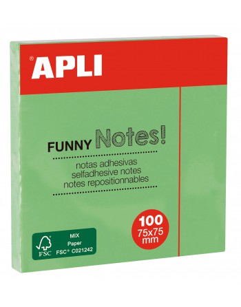 APLI NOTAS ADHESIVAS PASTEL 75X75 MM DE COLOR VERDE - 19084