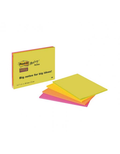 POST-IT PACK 4 BLOC NOTAS 203X152 NEON - 6845-SSP