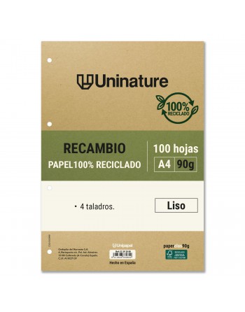 UNIPAPEL RECAMBIO DE PAPEL A4 100 HOJAS DE 90 GR LISO UNINATURE - 53392800