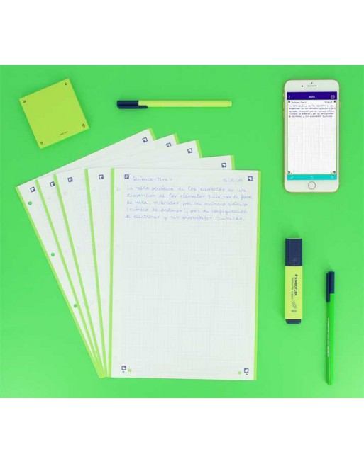 OXFORD RECAMBIO A4 100+20 HOJAS 90GR 4 TALADROS 5X5 COLOR VERDE - 400158059