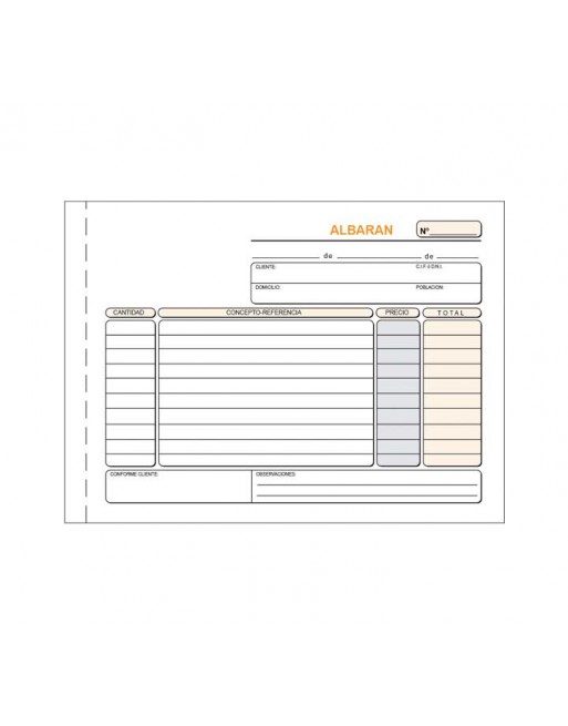 LOAN TALONARIO ALBARAN 4º APAISADO 50X2 HOJAS DUPLICADO AUTOCOPIATIVO CASTELLANO - T-119