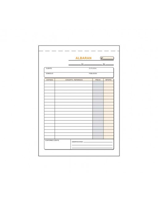 LOAN TALONARIO ALBARAN 4º 100 HOJAS SIN COPIA CASTELLANO - T-118