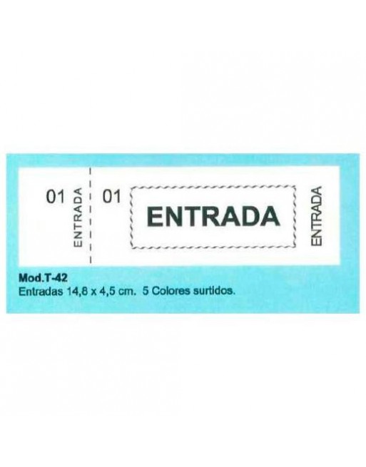 TALONARIO ENTRADA 100H 1.8X4.5 CM COLORES SURTIDOS T-42