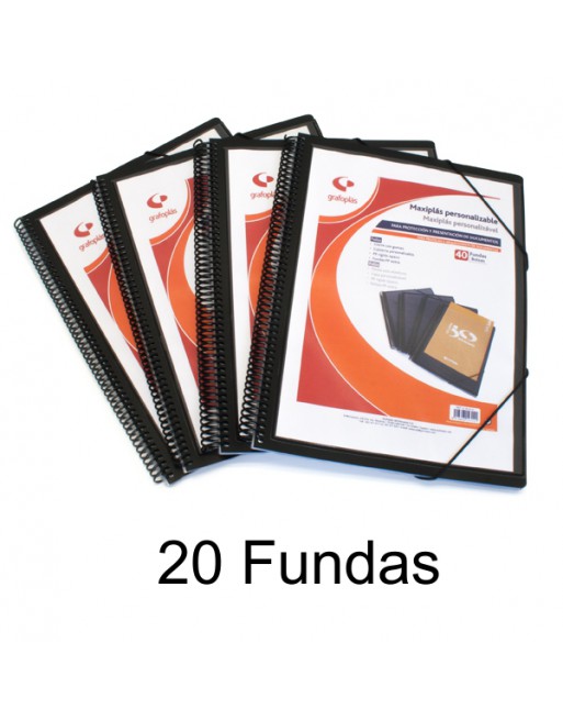 GRAFOPLAS CARPETA FUNDAS MAXIPLAST PORTADA PERSONALIZABLE PP RIGIDO NEGRO 20 FUNDAS - 39842010