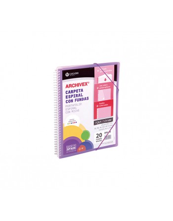 FOLDERMATE CARPETA 25 FUNDAS REMOVIBLES SISTEMA 12 ANILLAS TRANSPARENTE DE COLORES - 22189-2 L - 233