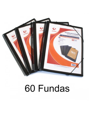 GRAFOPLAS CARPETA FUNDAS MAXIPLAST PORTADA PERSONALIZABLE PP RIGIDO NEGRO 60 FUNDAS - 39846010