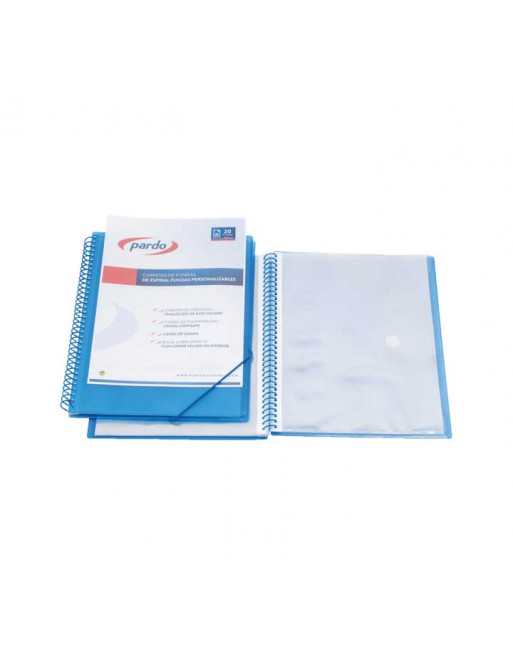 PARDO CARPETA ESPIRAL 30 FUNDAS POLIPROPILENO CON GOMAS FOLIO AZUL - 843003