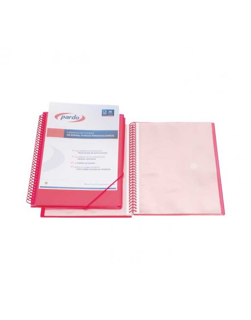 PARDO CARPETA ESPIRAL 30 FUNDAS POLIPROPILENO CON GOMAS FOLIO ROSA - 843002