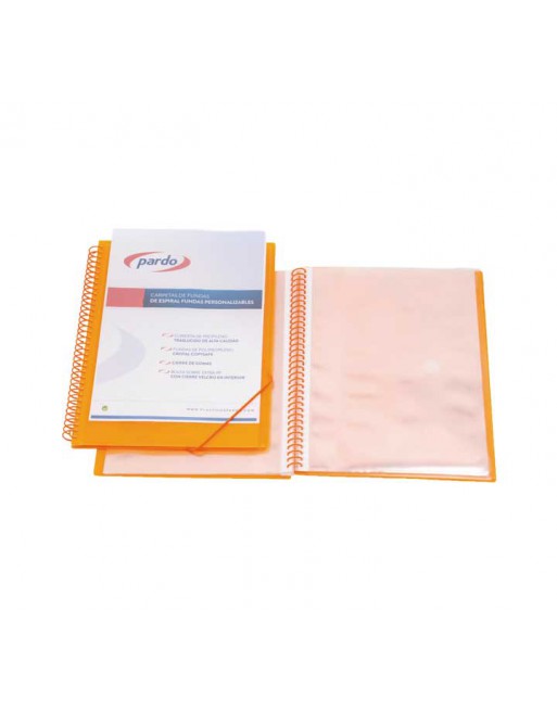 PARDO CARPETA ESPIRAL 50 FUNDAS POLIPROPILENO CON GOMAS FOLIO NARANJA - 845009