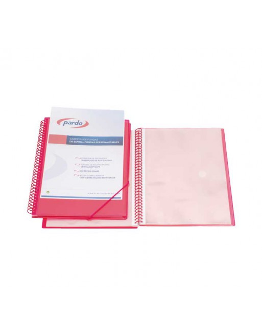 PARDO CARPETA ESPIRAL 50 FUNDAS POLIPROPILENO CON GOMAS FOLIO ROSA - 845002